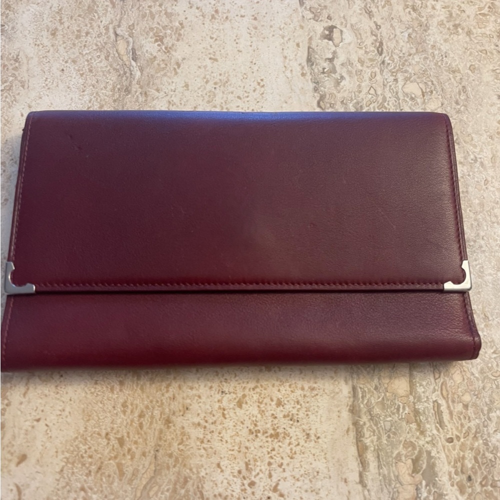 VINTAGE must de Cartier Paris Leather Business Credit Card Money Holder Brown